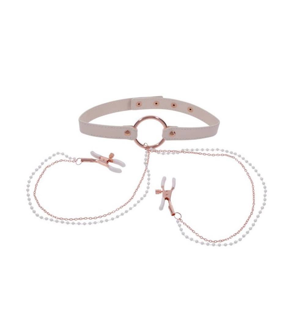 PEACHES ‘N CREAM 🍑 COLLAR WITH NIPPLE CLAMPS